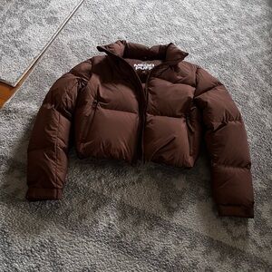 Aritzia TNA Mega Puff Rich Mocha brown Goose Down Puffer Jacket Short Xs S.